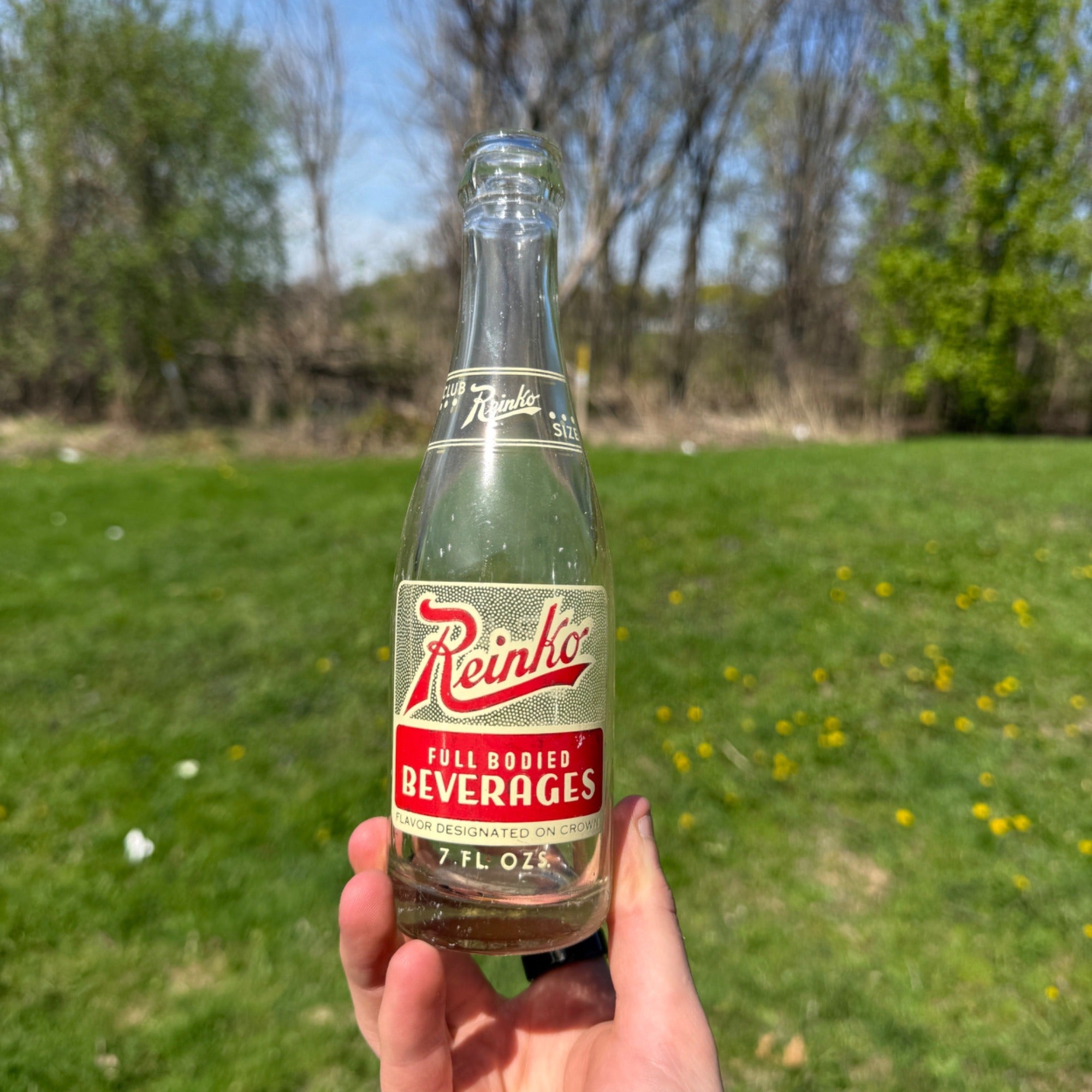 Reinko Cub Size 7 ounce Acl Soda Pop Bottle Chilton Wisconsin 1940s