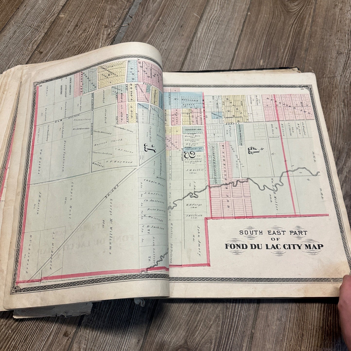 Antique 1874 Fond du Lac County Wisconsin Plat Map Complete Rough