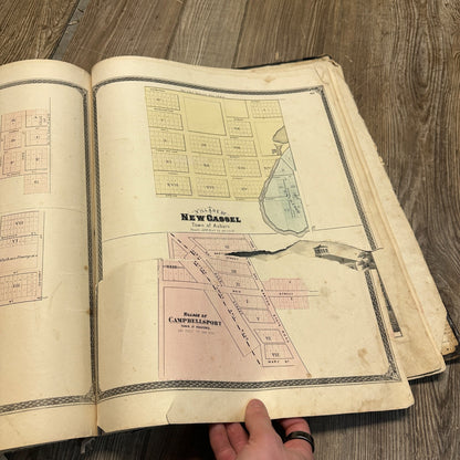 Antique 1874 Fond du Lac County Wisconsin Plat Map Complete Rough