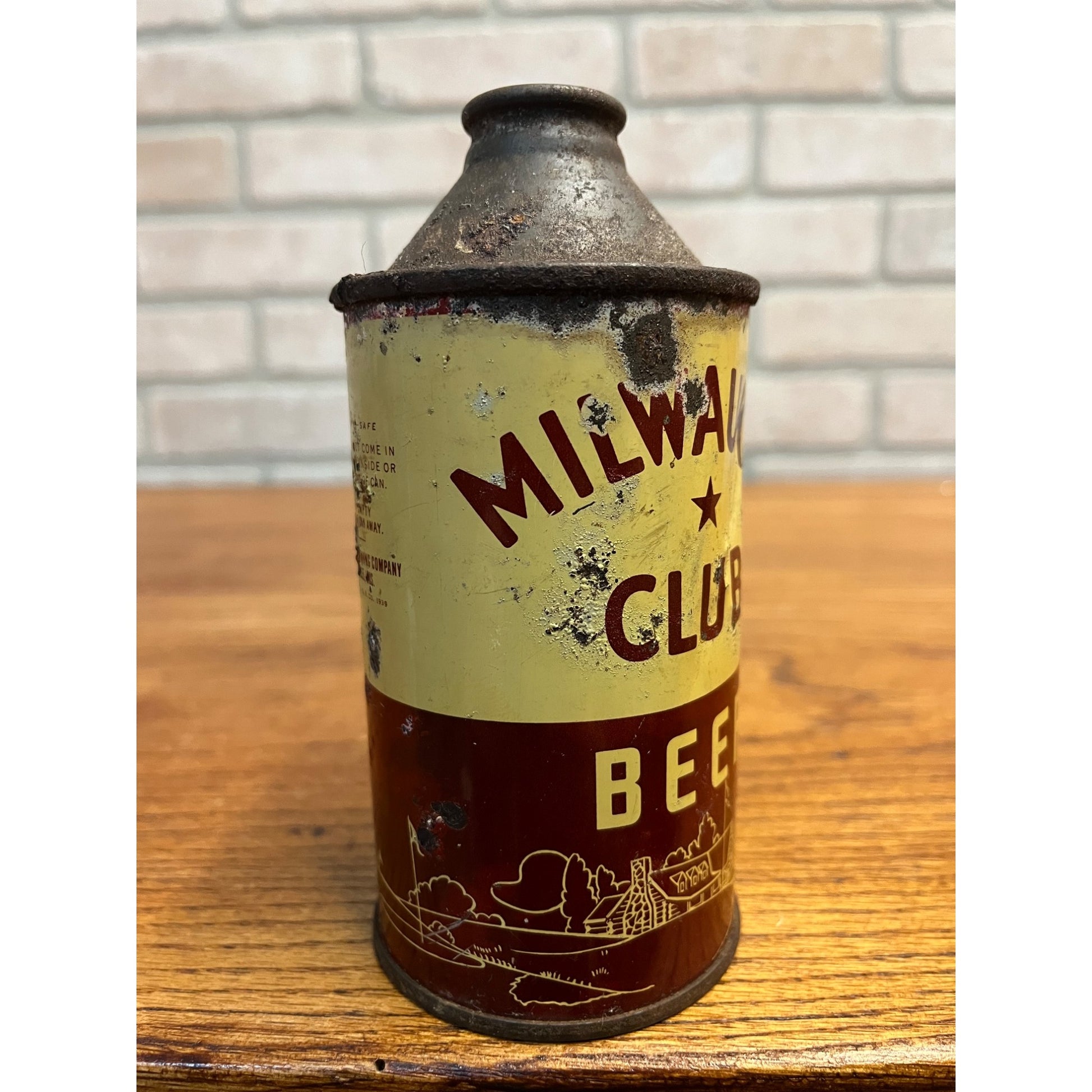 Original Vintage 1930s Milwaukee Club 12oz Cone Top Beer Can IRTP Wis