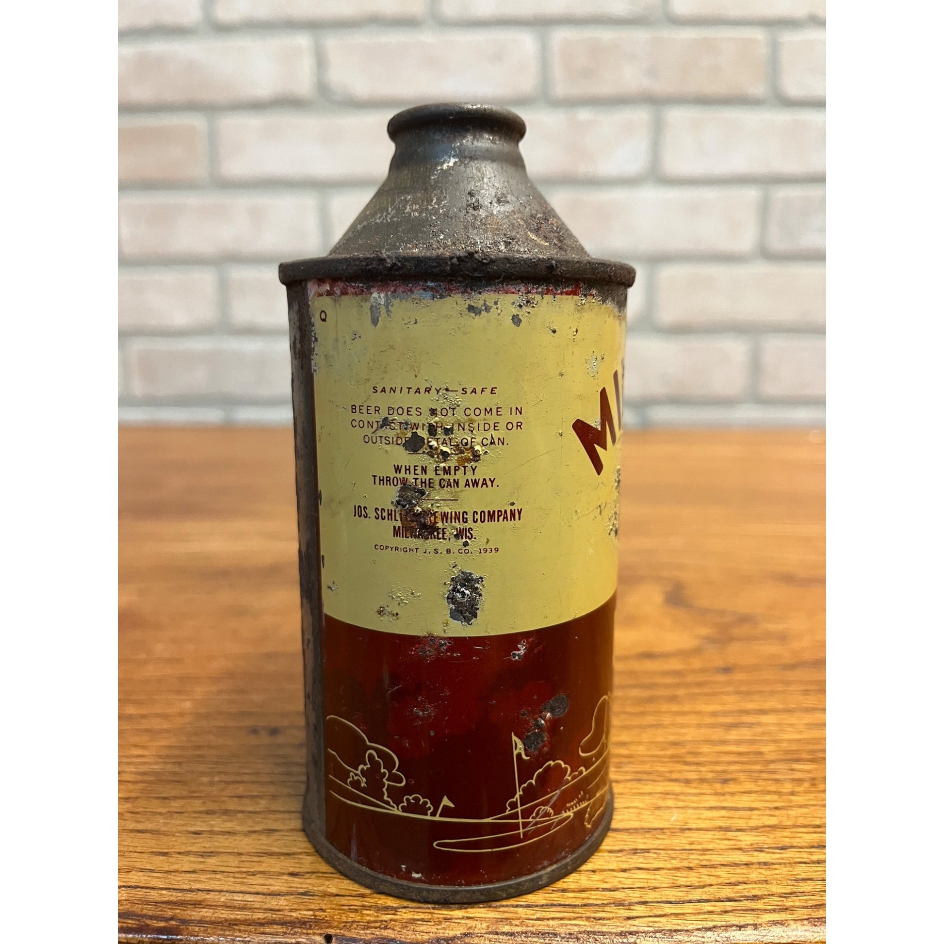 Original Vintage 1930s Milwaukee Club 12oz Cone Top Beer Can IRTP Wis