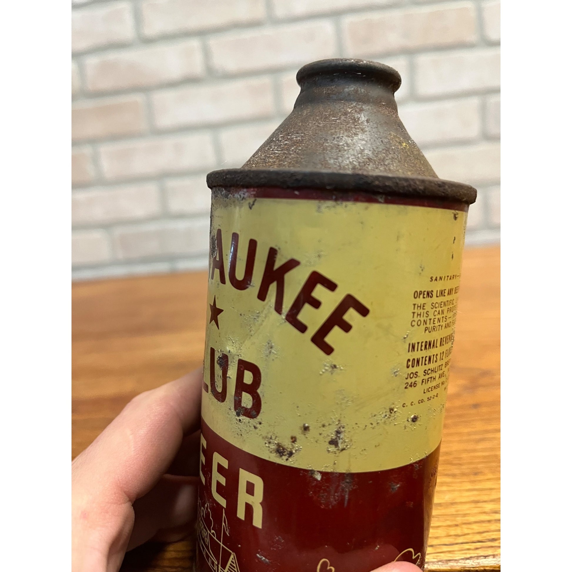 Original Vintage 1930s Milwaukee Club 12oz Cone Top Beer Can IRTP Wis