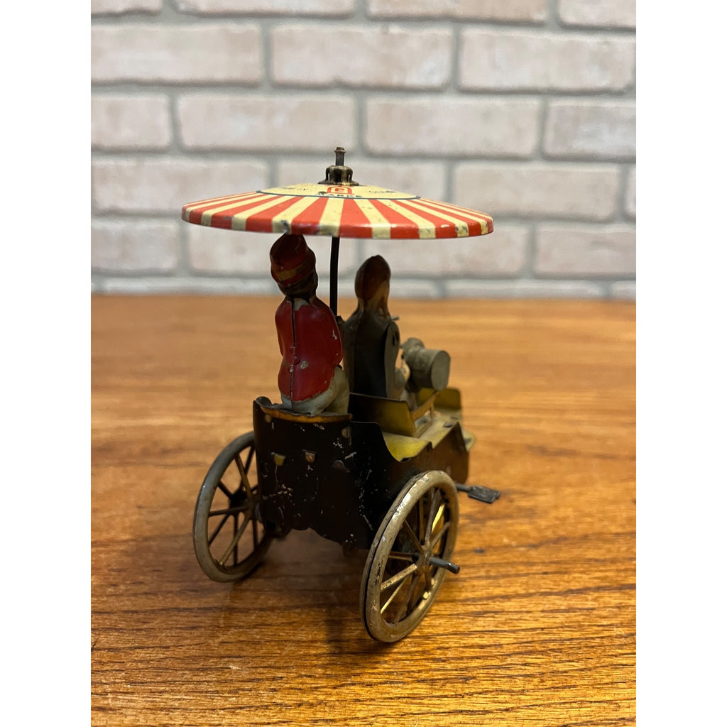 Antique Lehmann 1907 New Century Cycle Flag 3 Wheeler W/ Umbrella Tin Litho