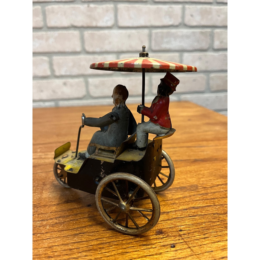 Antique Lehmann 1907 New Century Cycle Flag 3 Wheeler W/ Umbrella Tin Litho