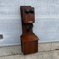 Antique 1900s Wooden Standard Telephone Electric Madison Wisconsin Phone Wall Mount