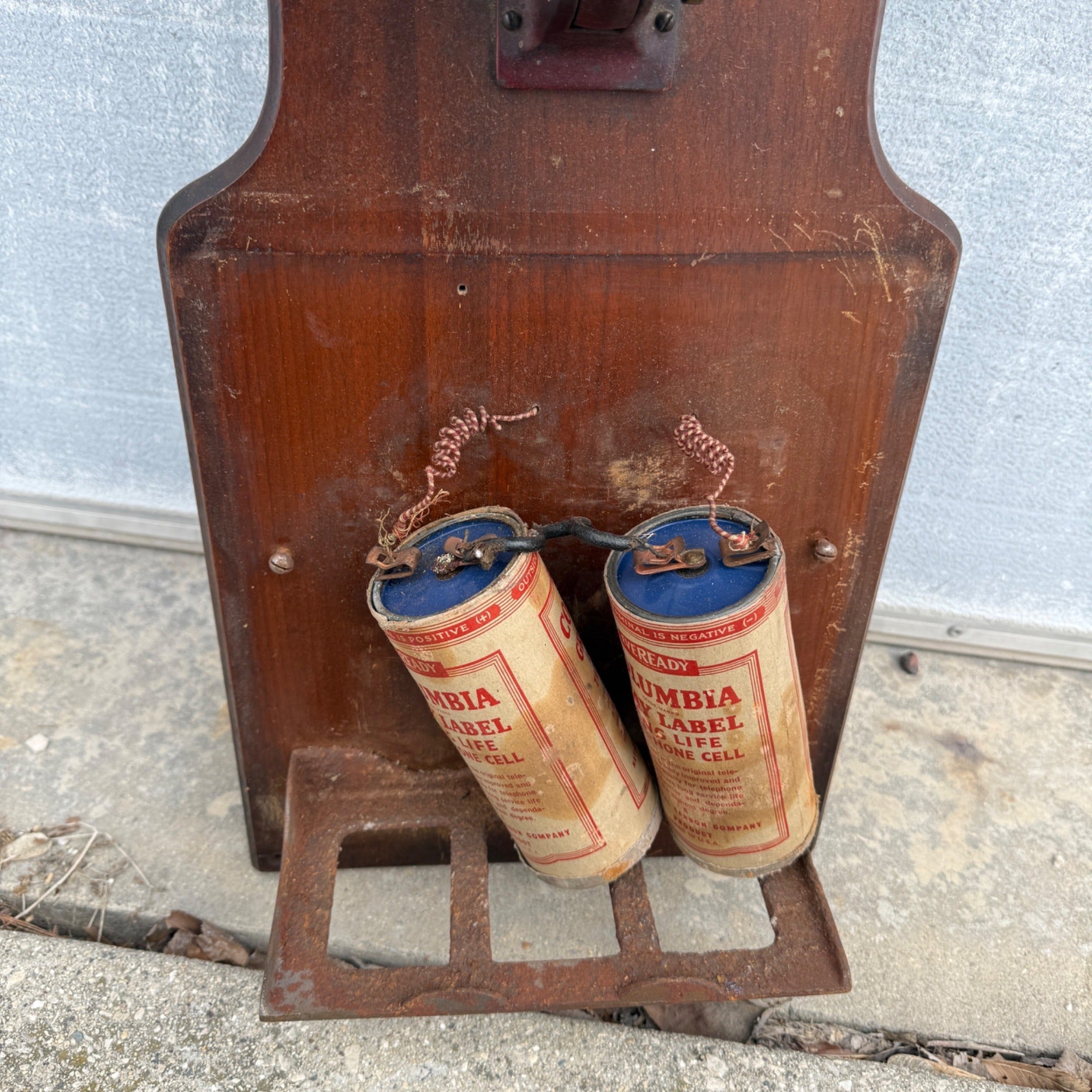 Antique 1900s Wooden Standard Telephone Electric Madison Wisconsin Phone Wall Mount