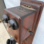 Antique 1900s Wooden Standard Telephone Electric Madison Wisconsin Phone Wall Mount