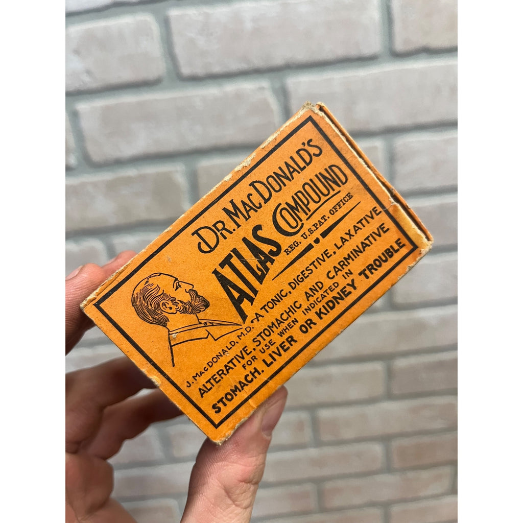Antique Dr. MacDonalds Atlas Compound Laxative Pills Original Medicine Box EMPTY
