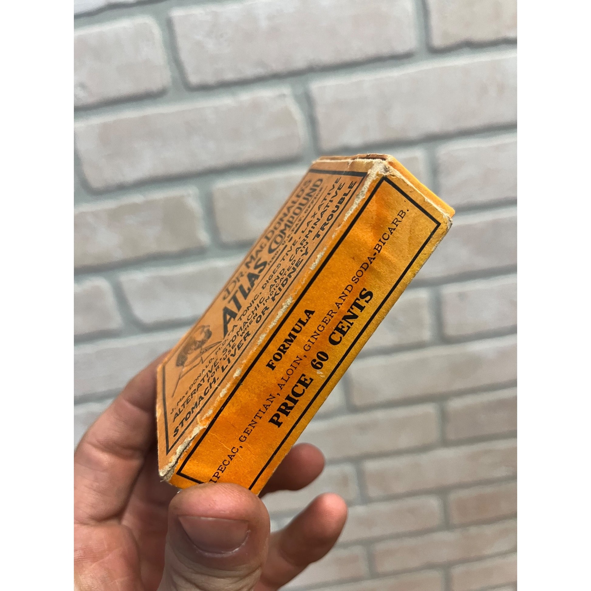 Antique Dr. MacDonalds Atlas Compound Laxative Pills Original Medicine Box EMPTY