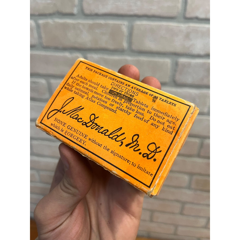Antique Dr. MacDonalds Atlas Compound Laxative Pills Original Medicine Box EMPTY