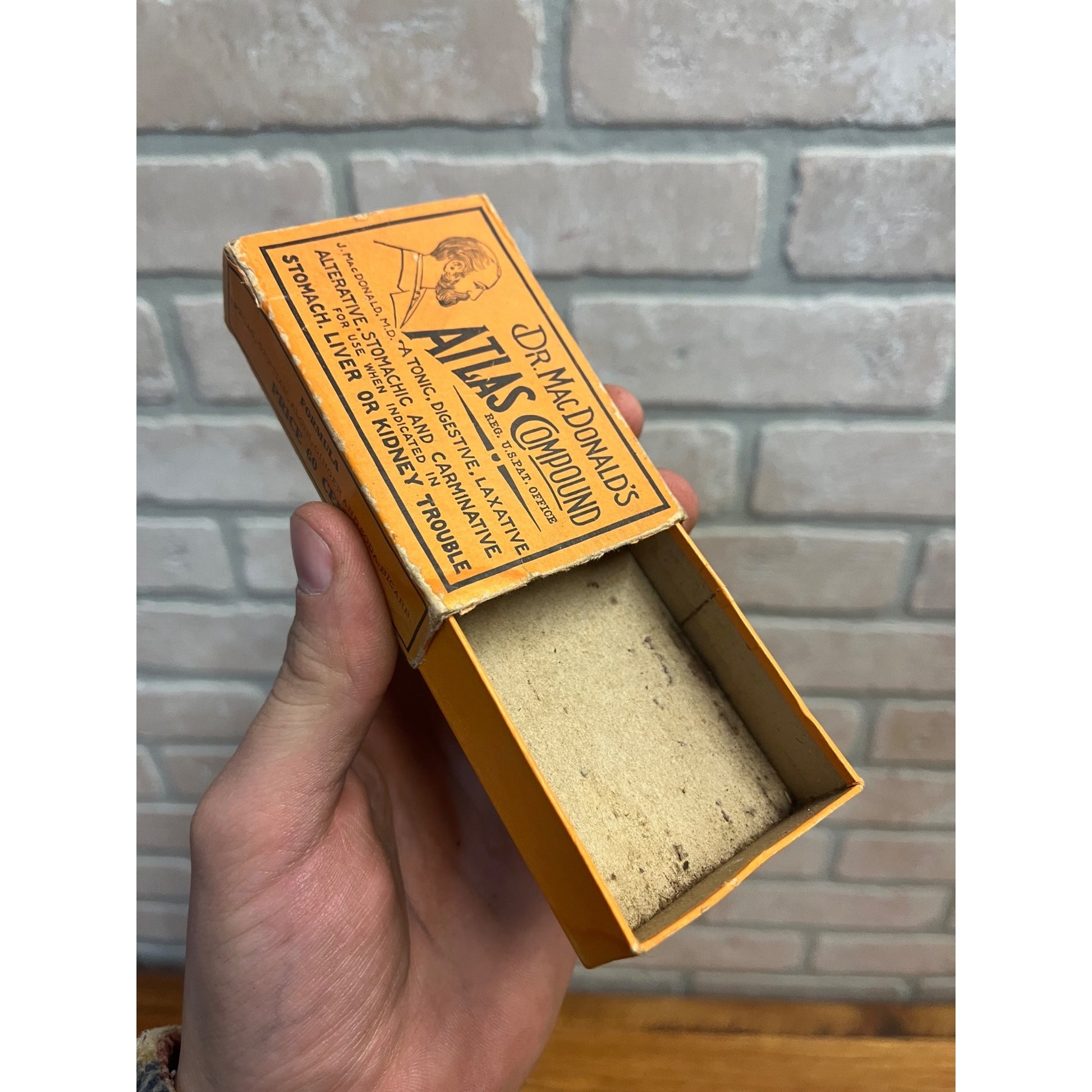Antique Dr. MacDonalds Atlas Compound Laxative Pills Original Medicine Box EMPTY