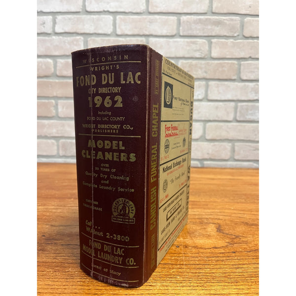 Vintage 1962 Fond du Lac Wisconsin Buisness Directory Hardcover Book Ads Wis WI