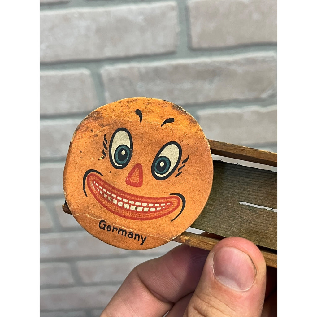 Antique 1920s German Halloween Ratcheting Wooden Noisemaker JOL Jack O'Lantern