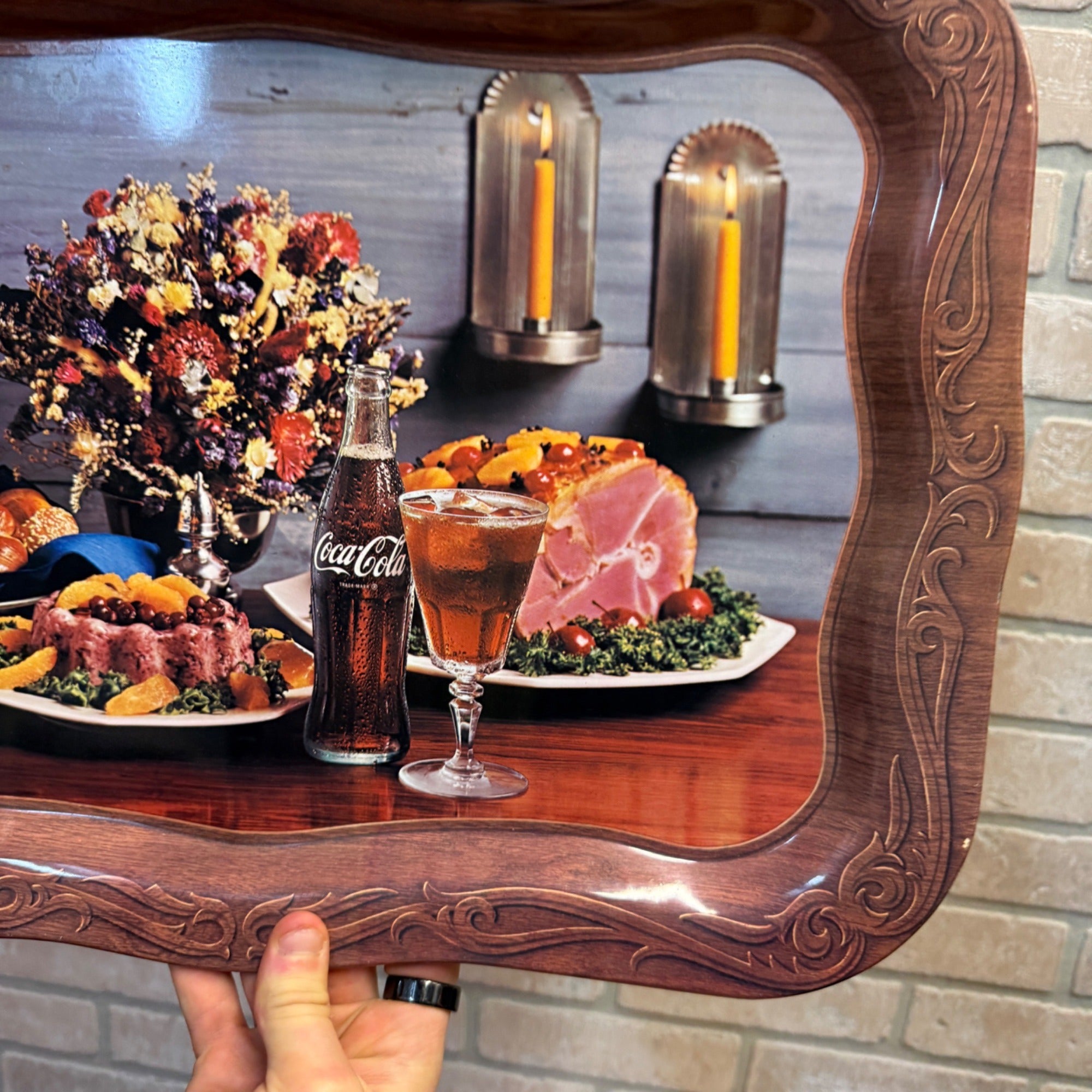 Vintage 1962 COKE COCA-COLA Ham Dinner Photo Meal Serving Tray 18.75" x 13.5"