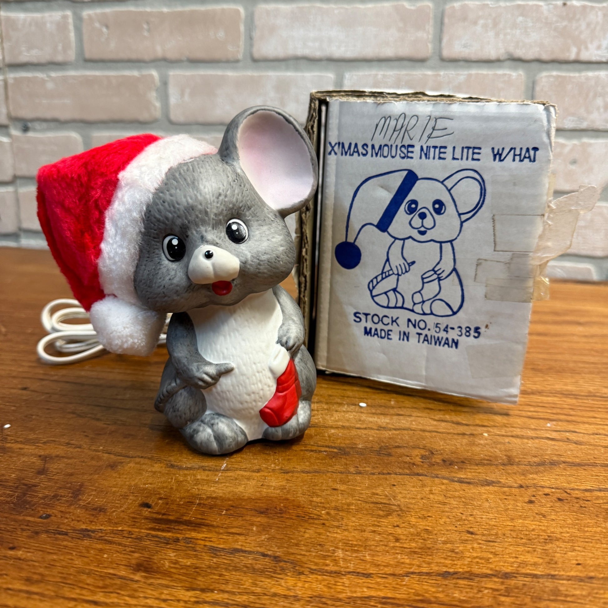 Vintage Lighted Christmas Mouse Night Light Xmas Around the World + Box