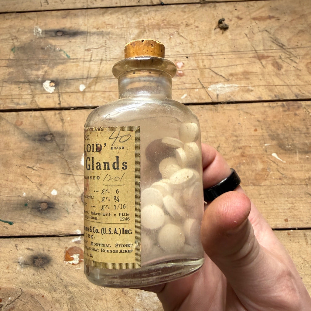 Antique Tabloid Three Glands Tablets Burroughs Wellcome Pharmacy Bottle