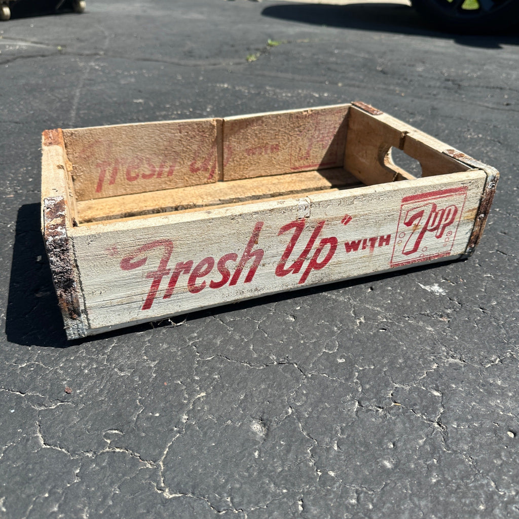 Vintage Wooden Soda Crate Fresh Up With 7-Up 24 Carriers Watertown Wis