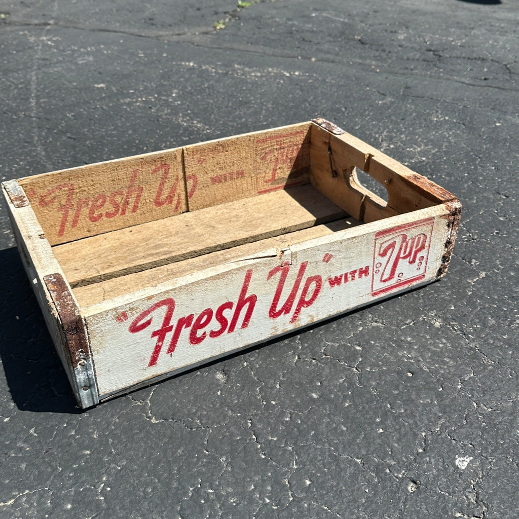 Vintage Wooden Soda Crate Fresh Up With 7-Up 24 Carriers Watertown Wis