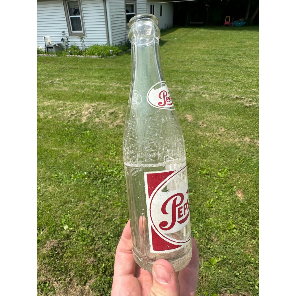 Vintage Pepsi Cola 8oz Glass Soda Pop Bottle Sheboygan Wis Wisconsin