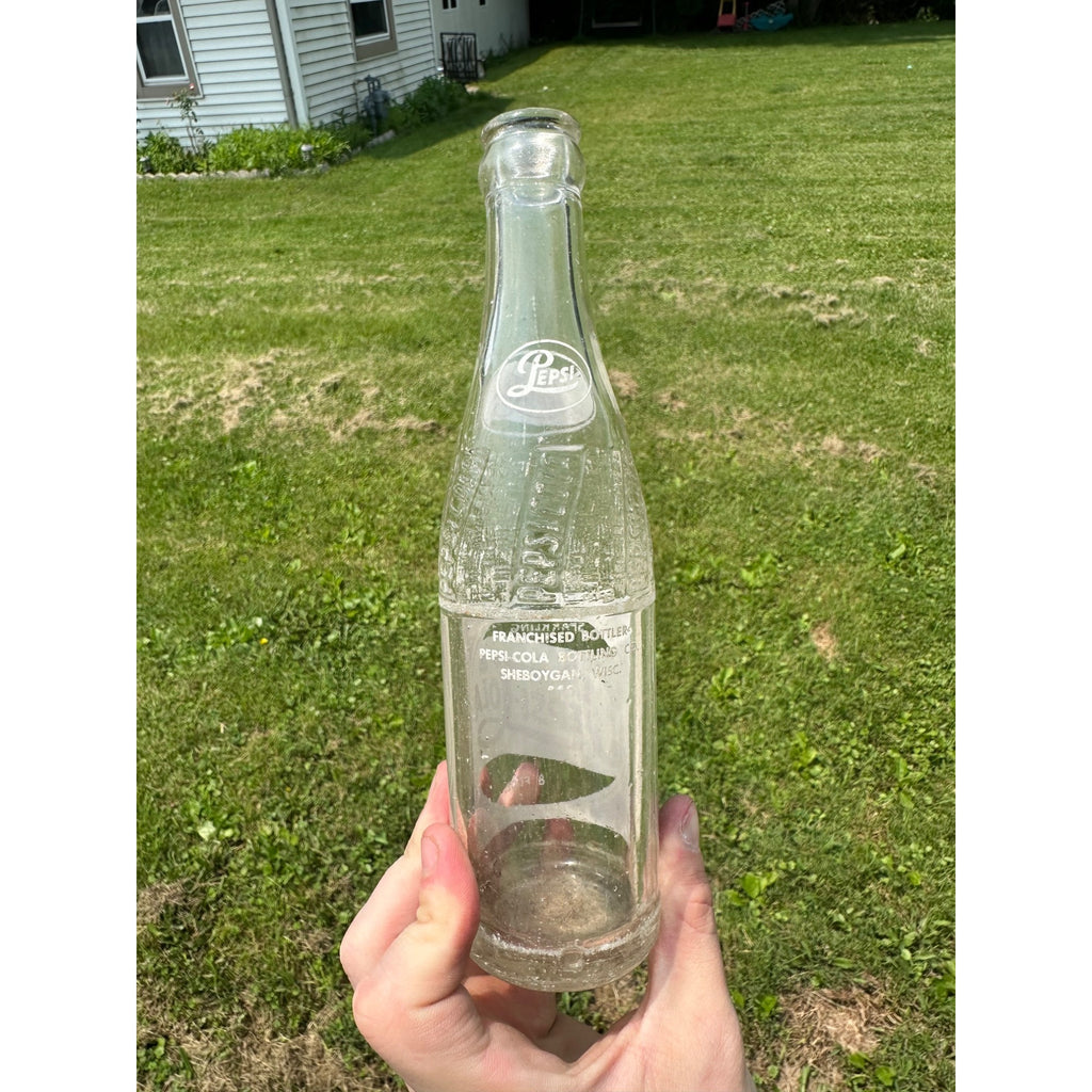 Vintage Pepsi Cola 8oz Glass Soda Pop Bottle Sheboygan Wis Wisconsin