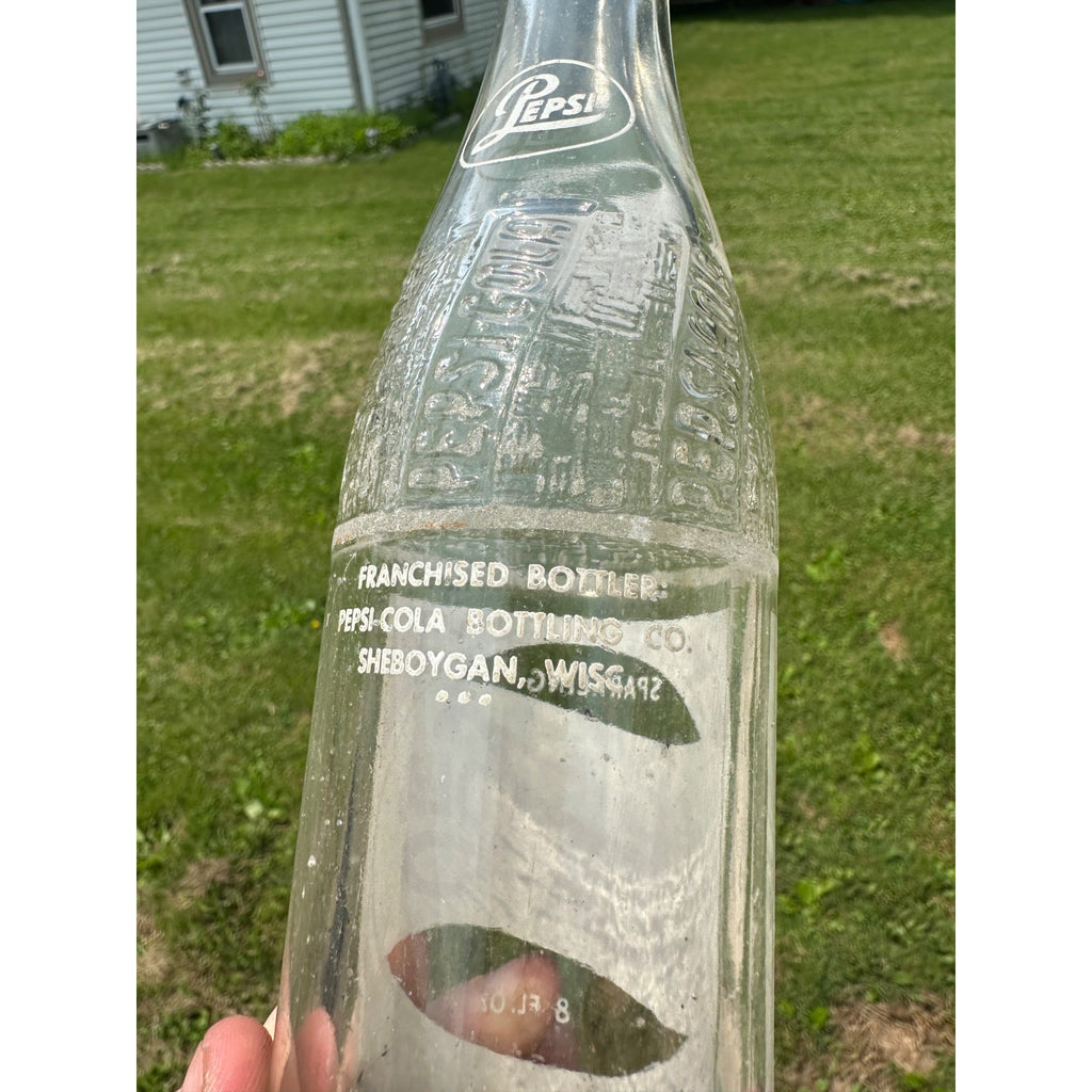 Vintage Pepsi Cola 8oz Glass Soda Pop Bottle Sheboygan Wis Wisconsin