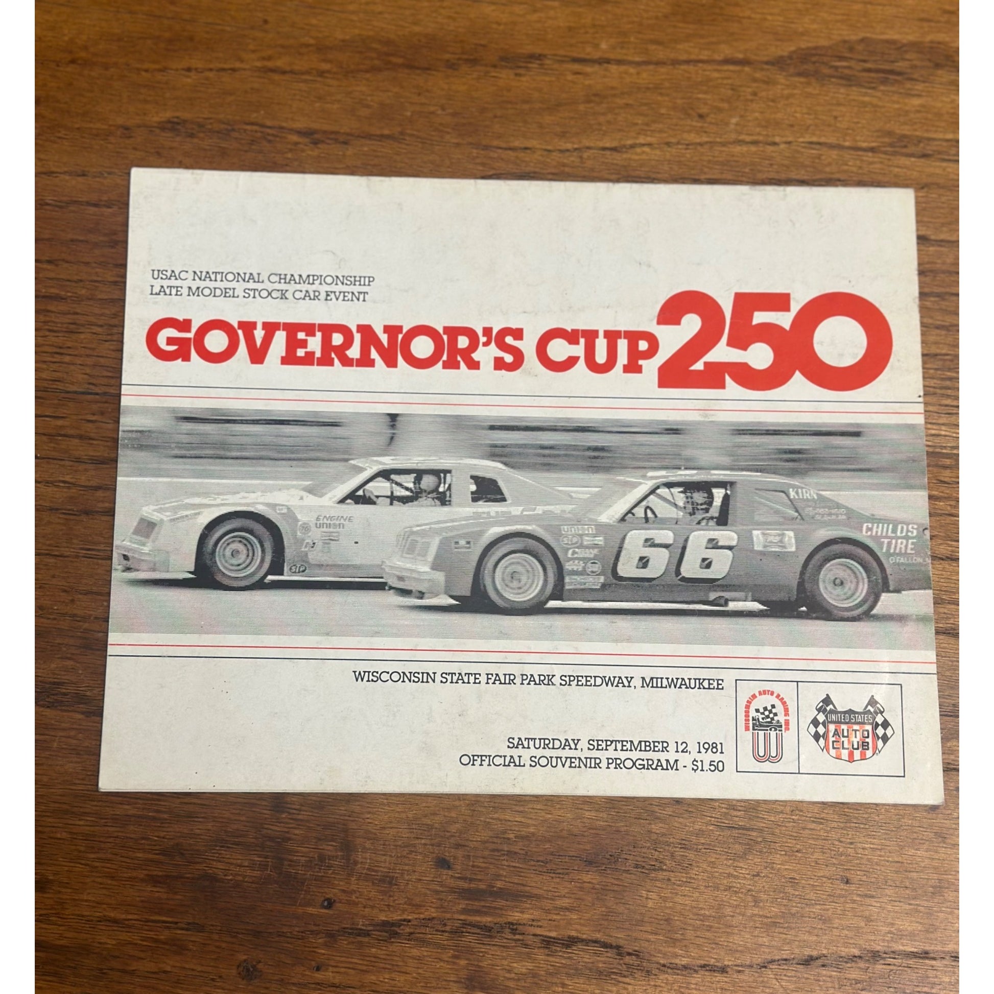 1981 Governor's Cup 250 Mile Race National Championship Souvenir Program Wisconsin