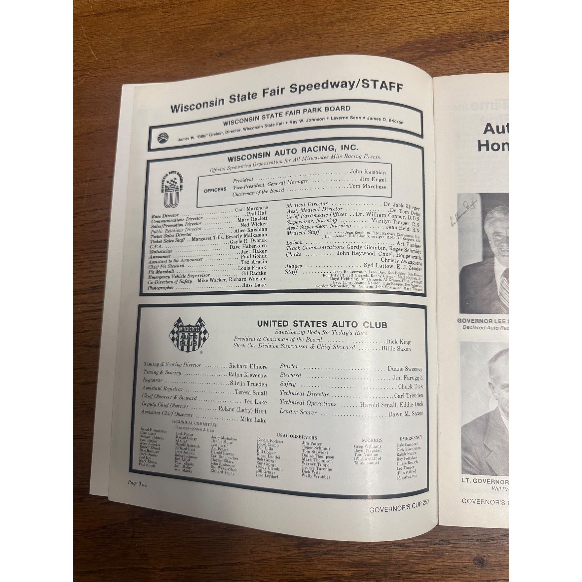 1981 Governor's Cup 250 Mile Race National Championship Souvenir Program Wisconsin