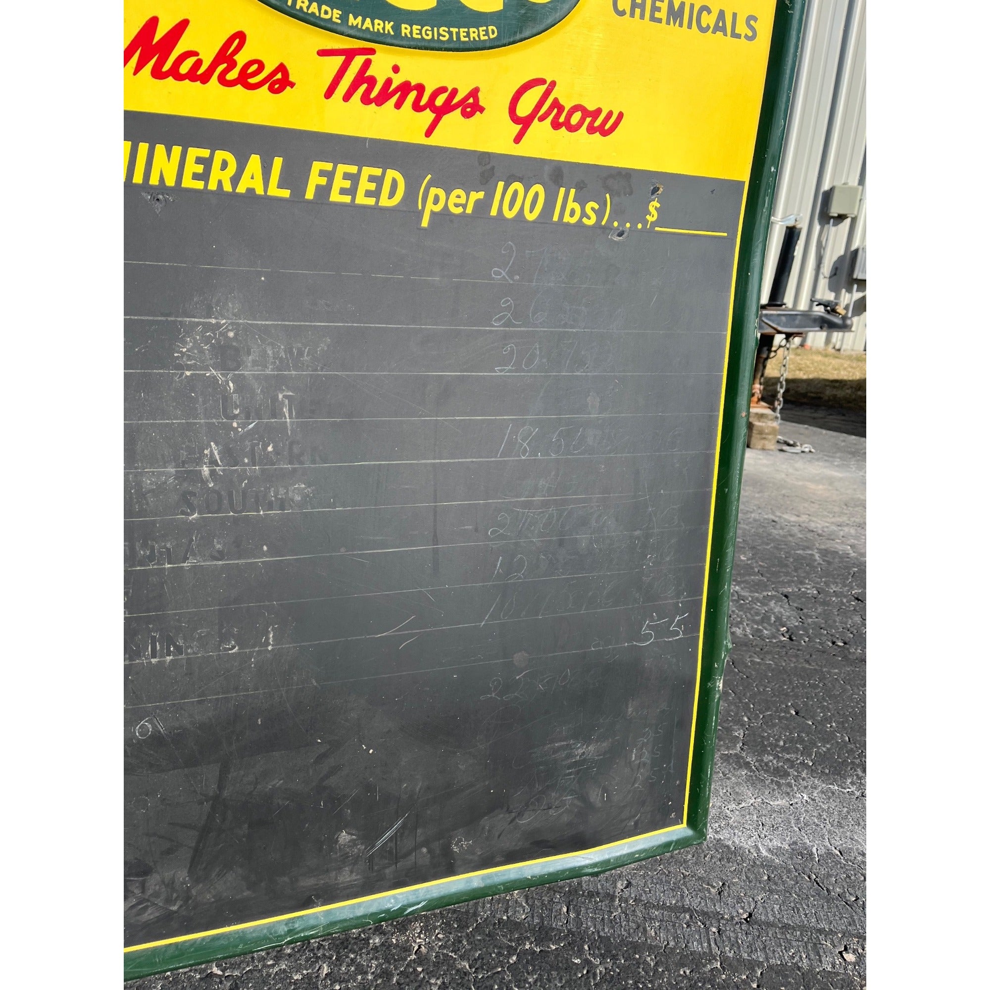 Vintage Sacco Farm Fertilizer Fees Advertising Sign Chalkboard