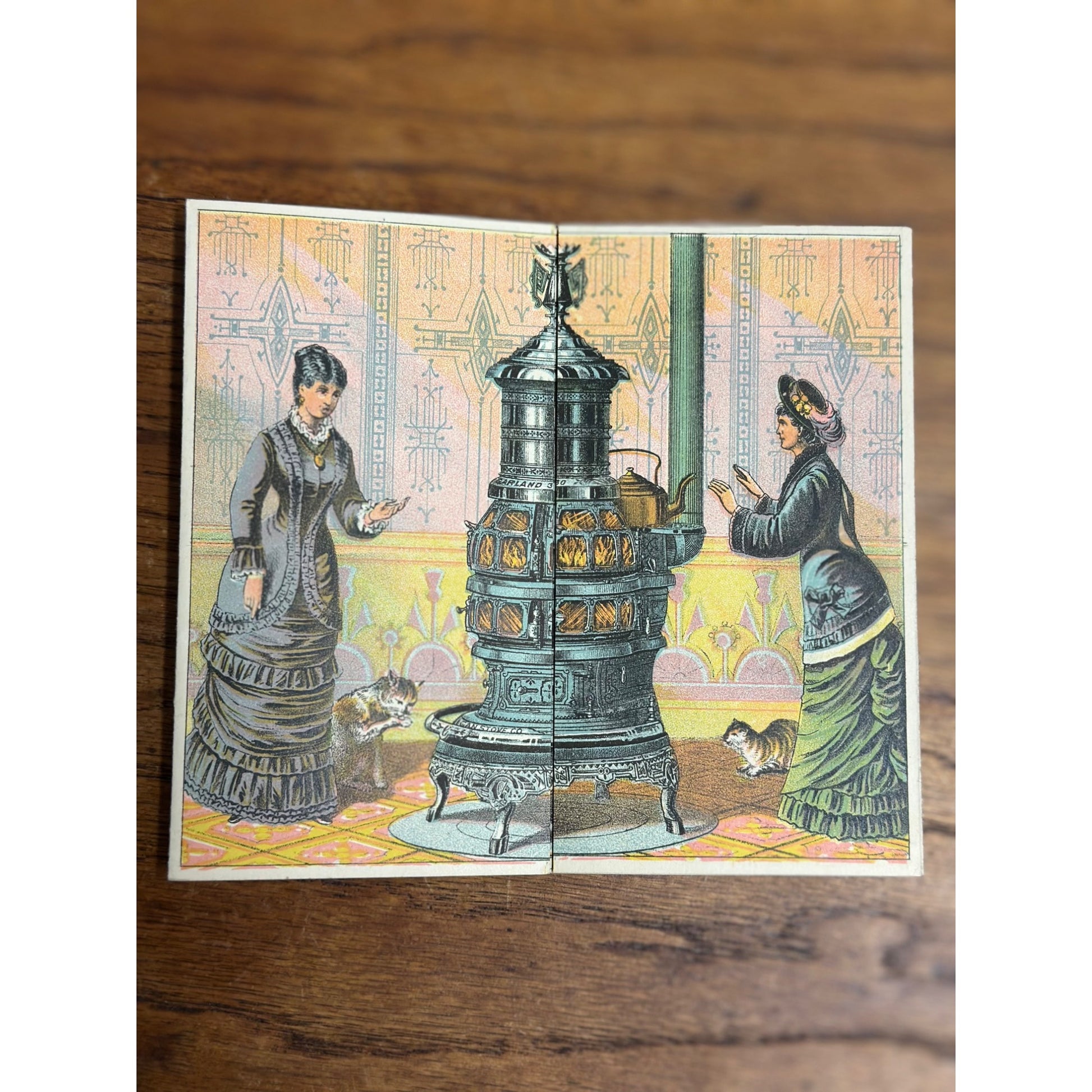 Antique Victorian Advertising Trade Card Garland Michigan Stove Co. Fold-Out