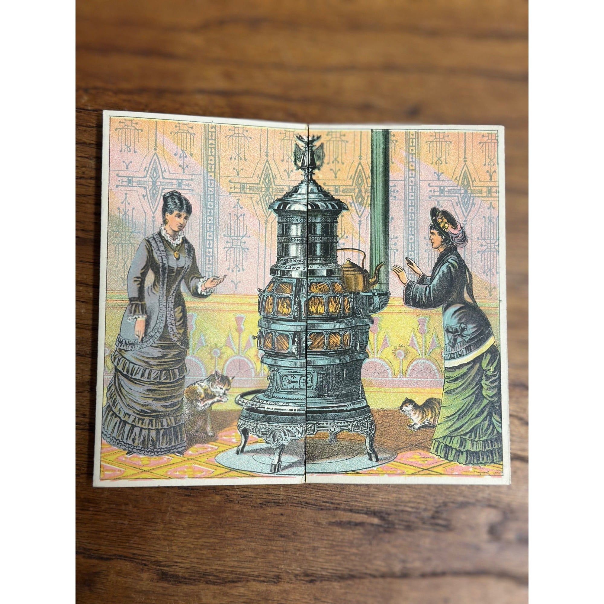 Antique Victorian Advertising Trade Card Garland Michigan Stove Co. Fold-Out