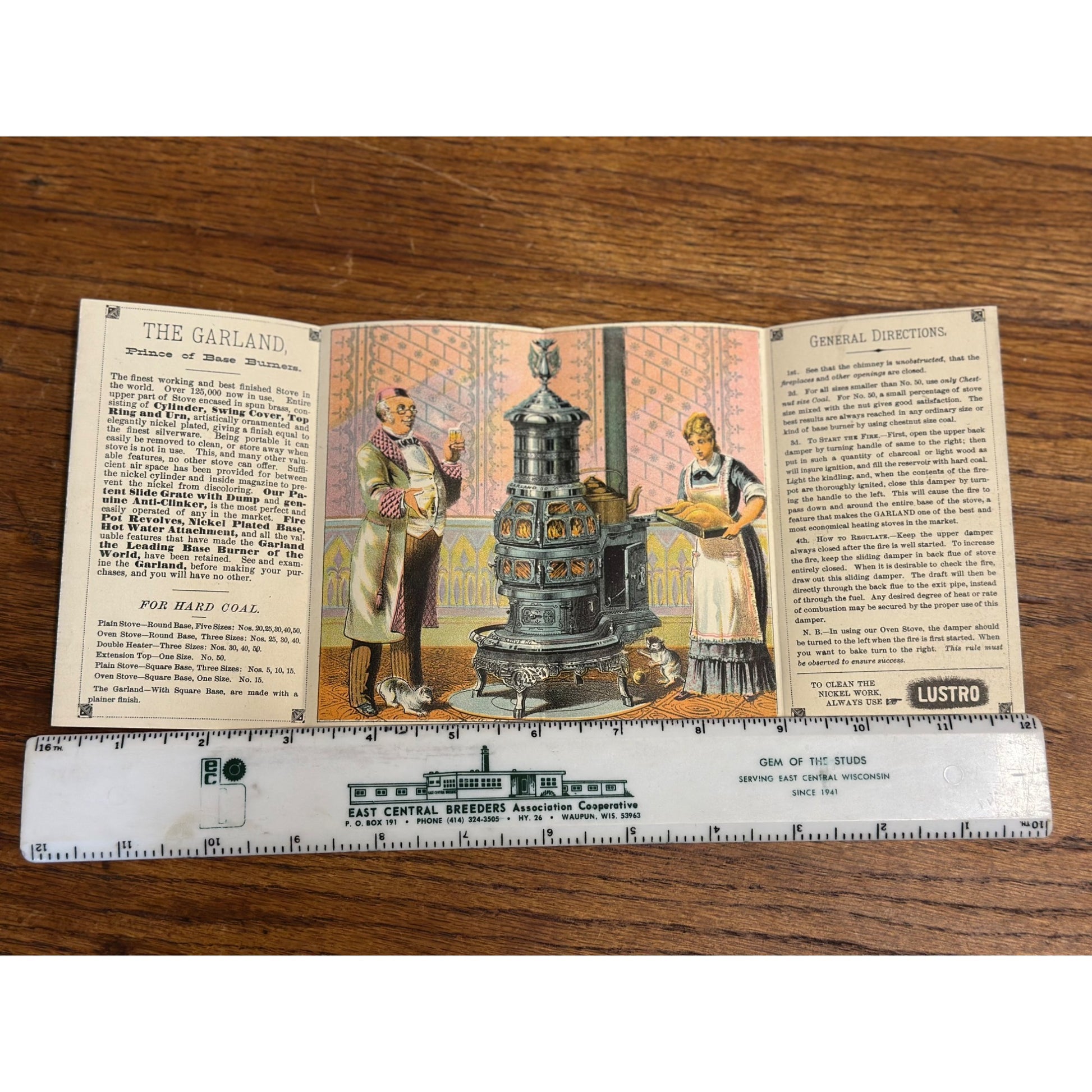 Antique Victorian Advertising Trade Card Garland Michigan Stove Co. Fold-Out