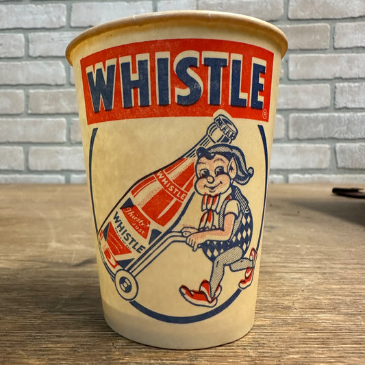 SCARCE WHISTLE SODA PAPER WAX CUP 9 OZ - VINTAGE - ORIGINAL - DIXIE CUP