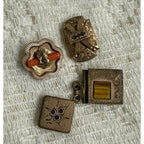Antique Victorian Edwardian Gold-Filled Tiger Eye Pendant Locket & Pins