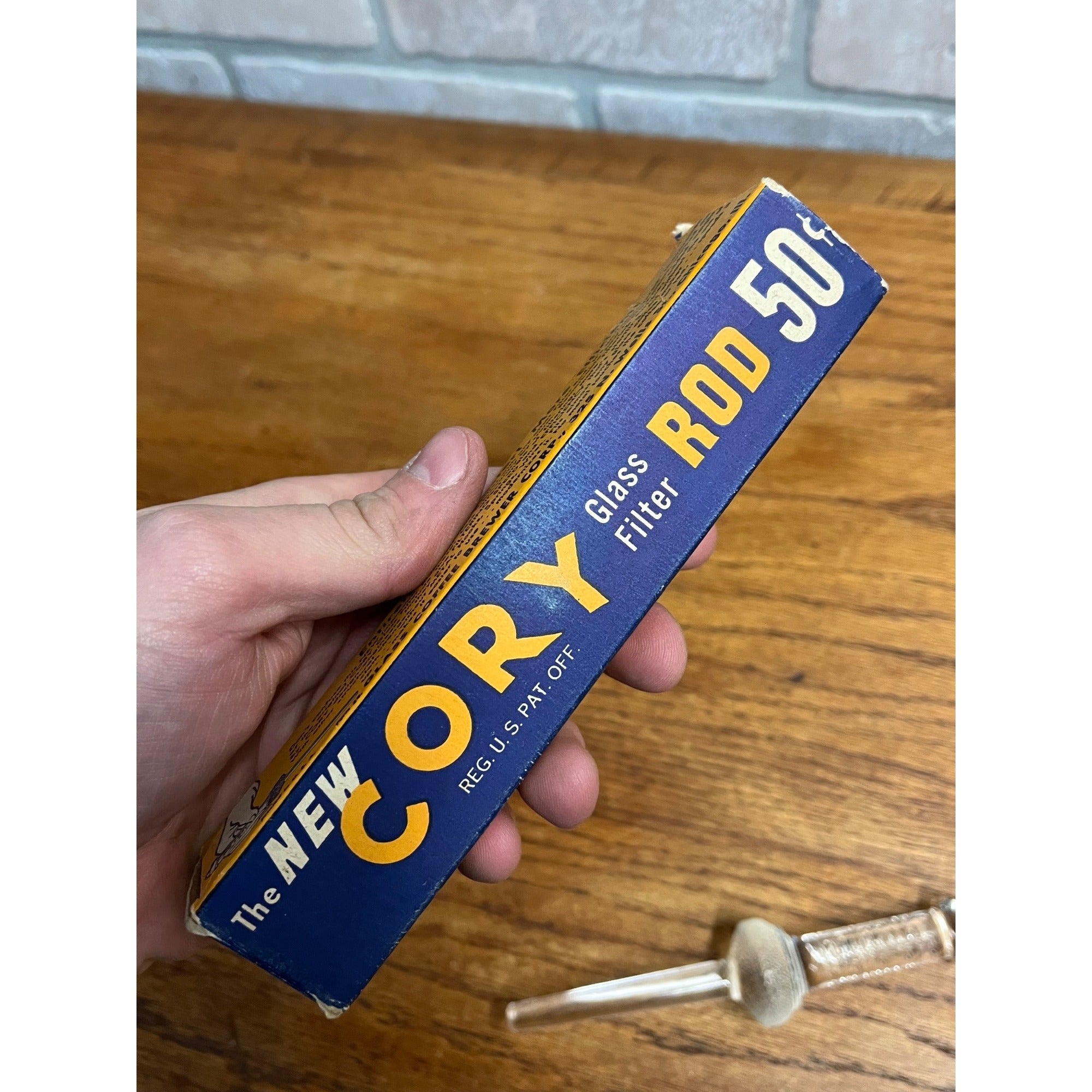 Vintage New Cory Rod Glass Filter Coffee Tea Tool with Original Box NOS