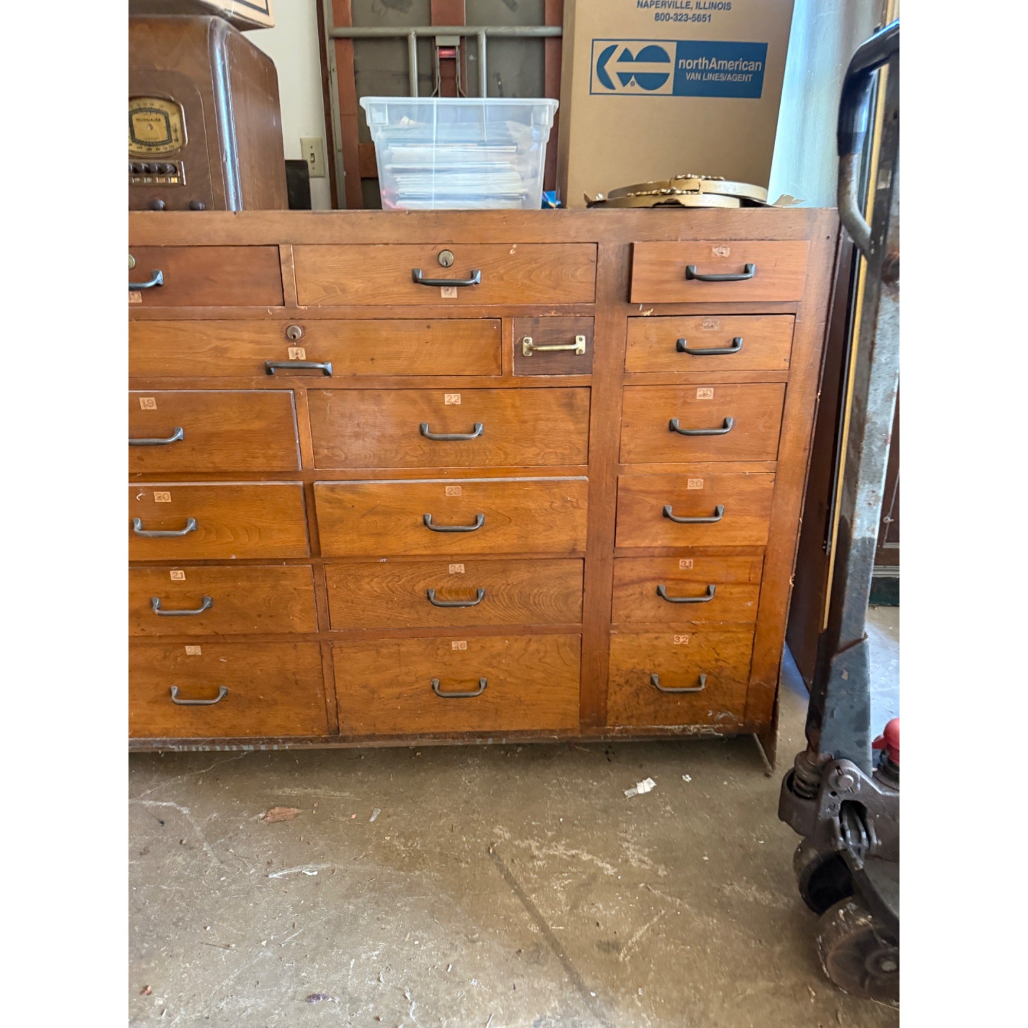 Antique General Store Seed Counter Display Cabinet Multi-Drawer Workshop