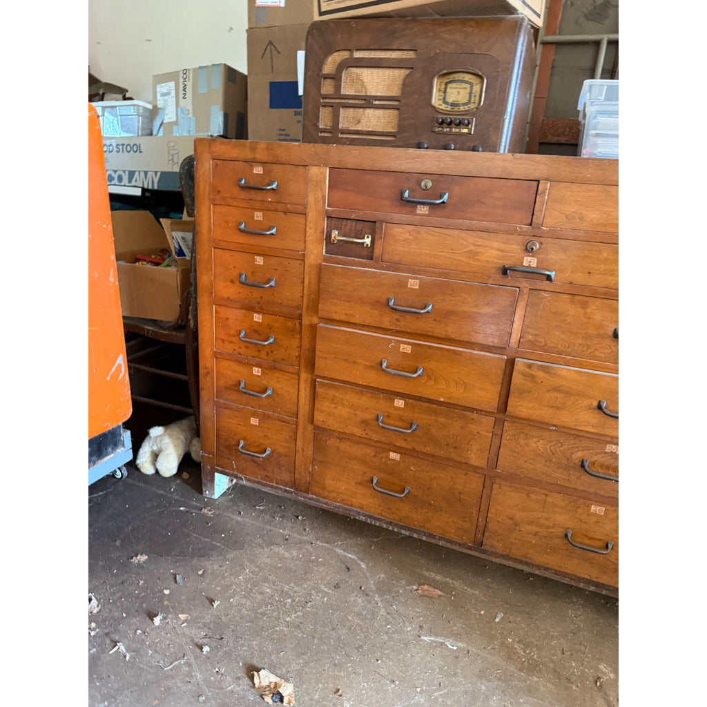 Antique General Store Seed Counter Display Cabinet Multi-Drawer Workshop