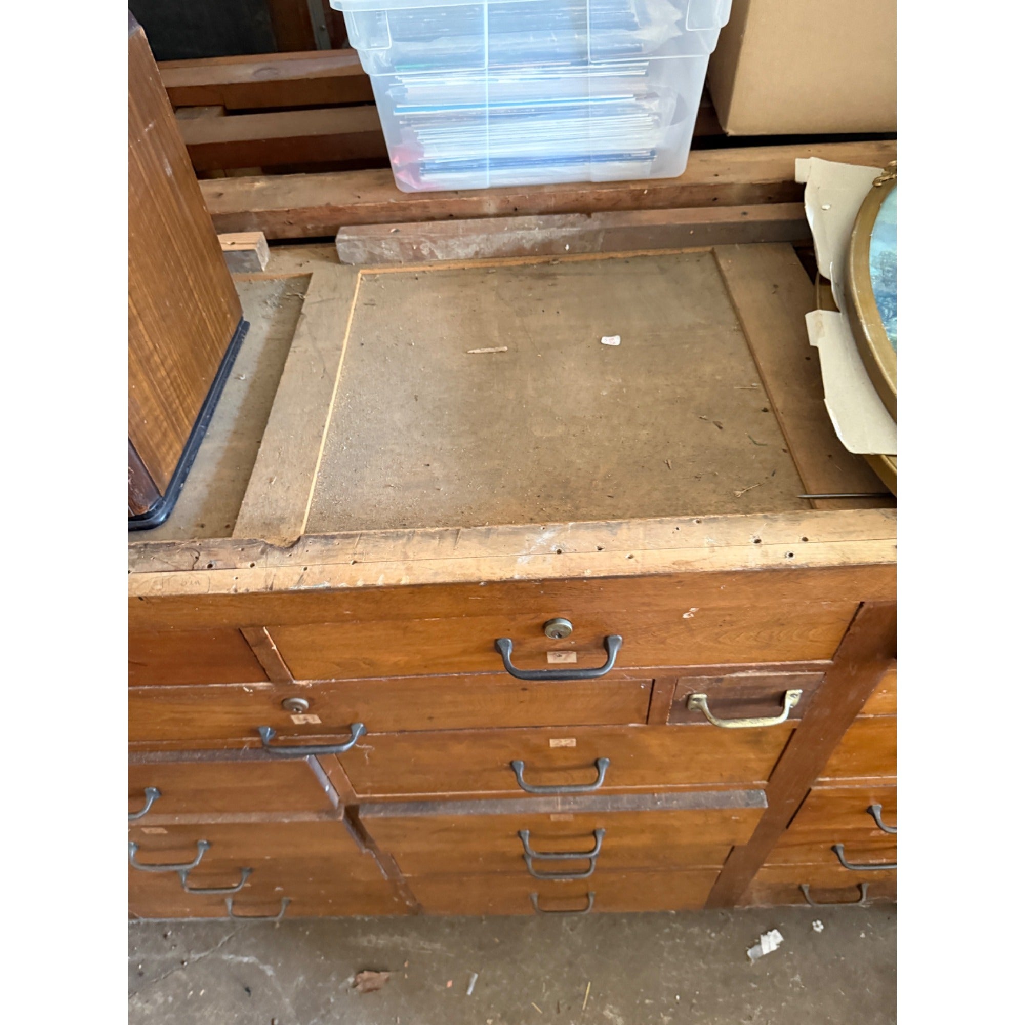 Antique General Store Seed Counter Display Cabinet Multi-Drawer Workshop