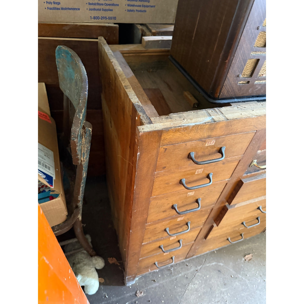 Antique General Store Seed Counter Display Cabinet Multi-Drawer Workshop