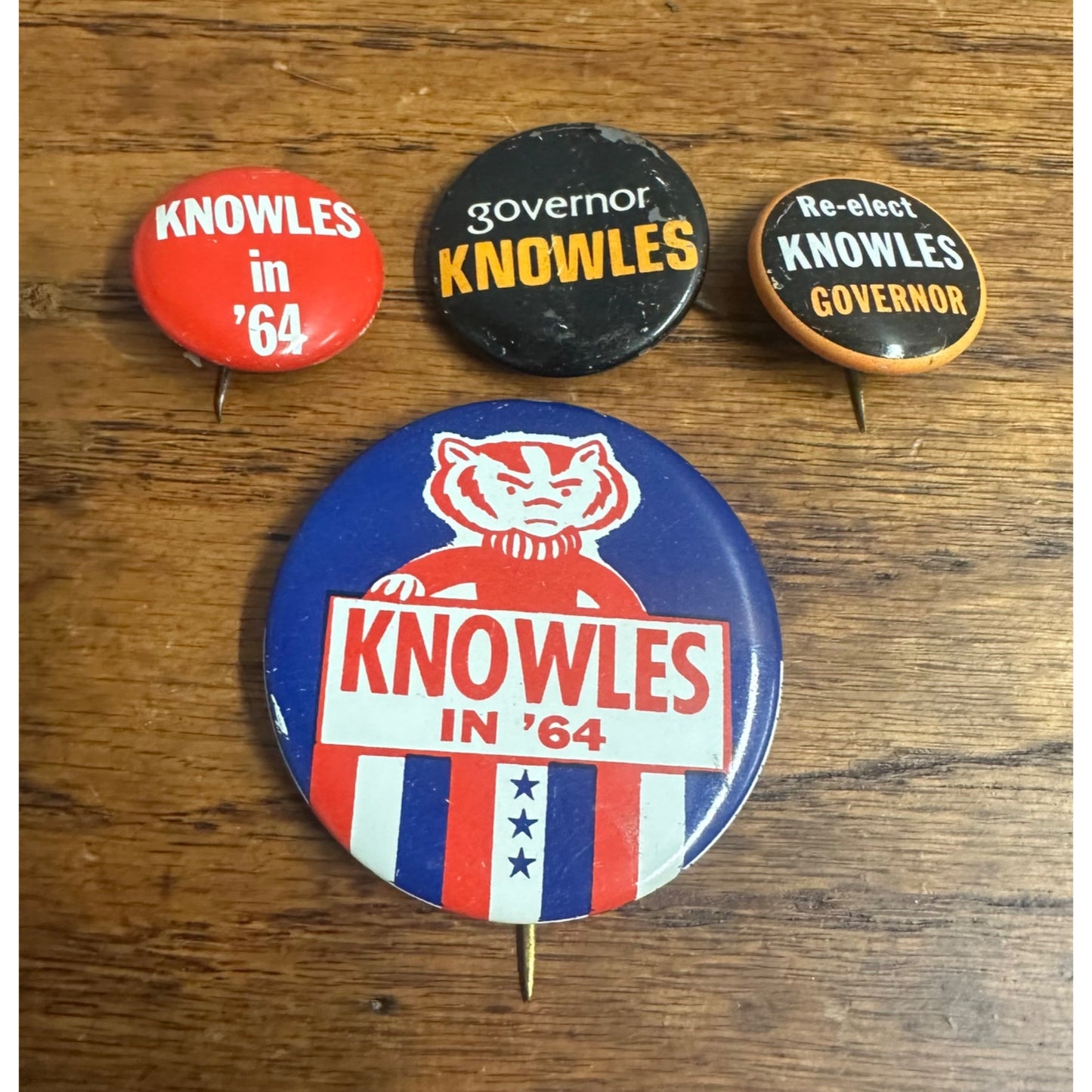 Vintage Wisconsin Governor Warren Knowles Political Buttons Pins 1964 1968 Bucky