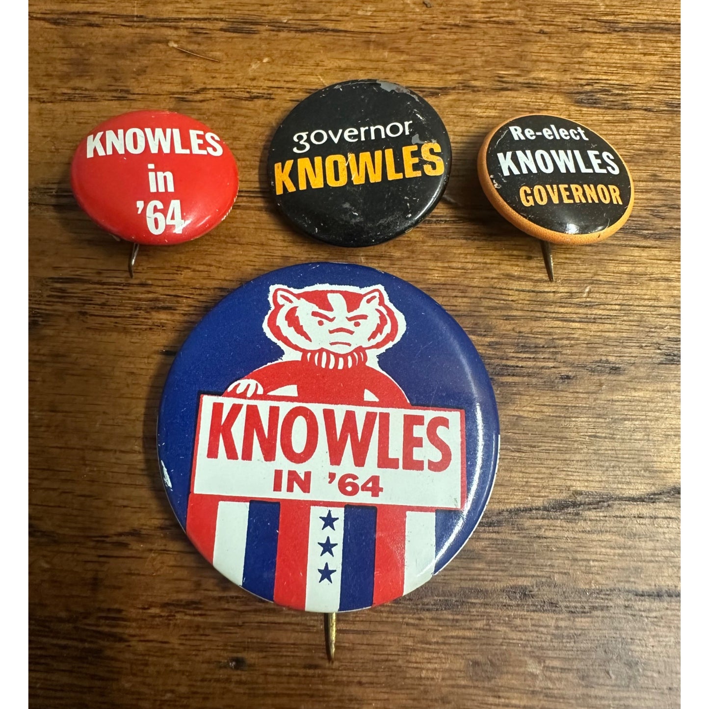 Vintage Wisconsin Governor Warren Knowles Political Buttons Pins 1964 1968 Bucky