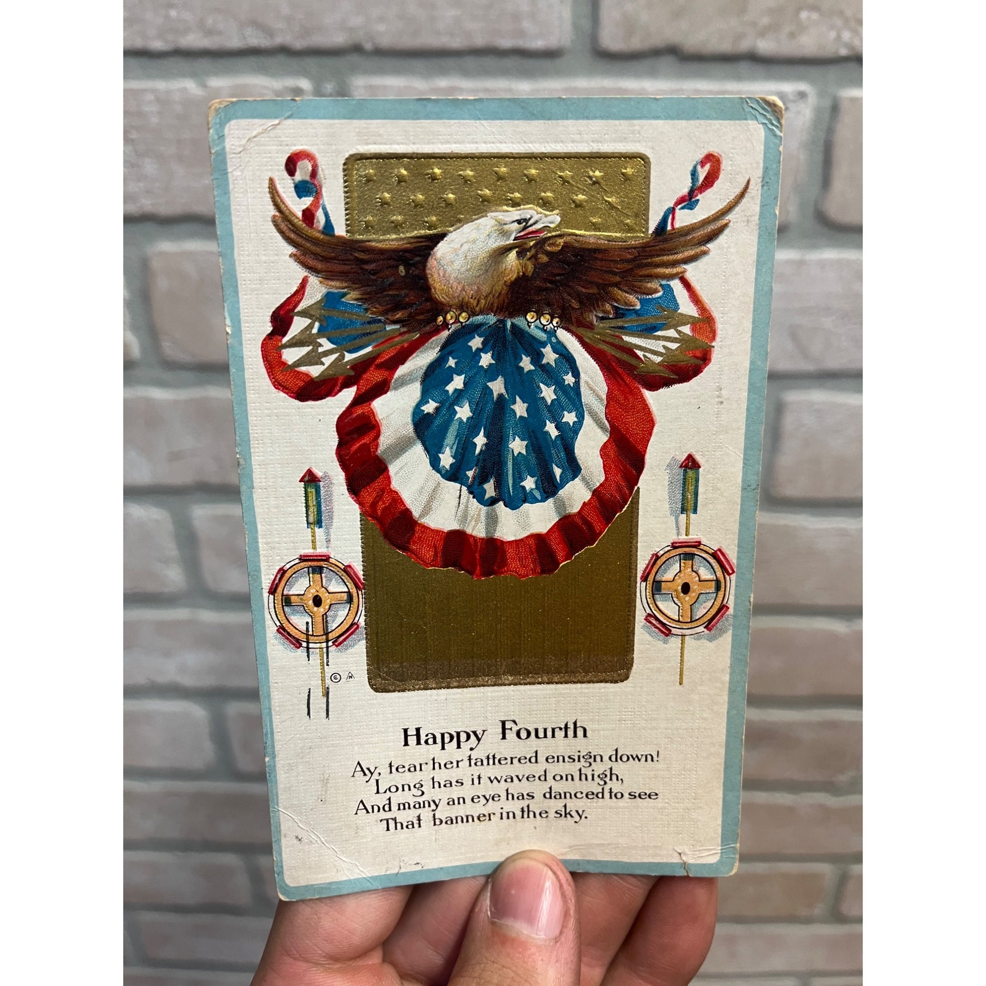 Happy Fourth Eagle and Flag 4th of July Patriotic Postcard
