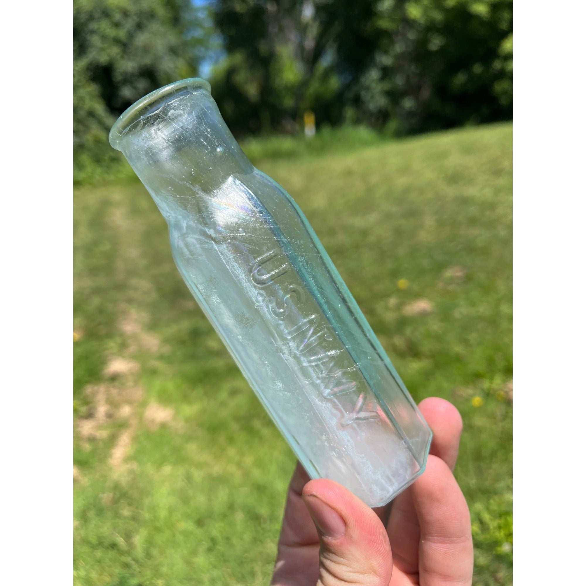 RARE Antique 1860s Civil War Era US NAVY Embossed Pepper Jar Bottle 8-Sided
