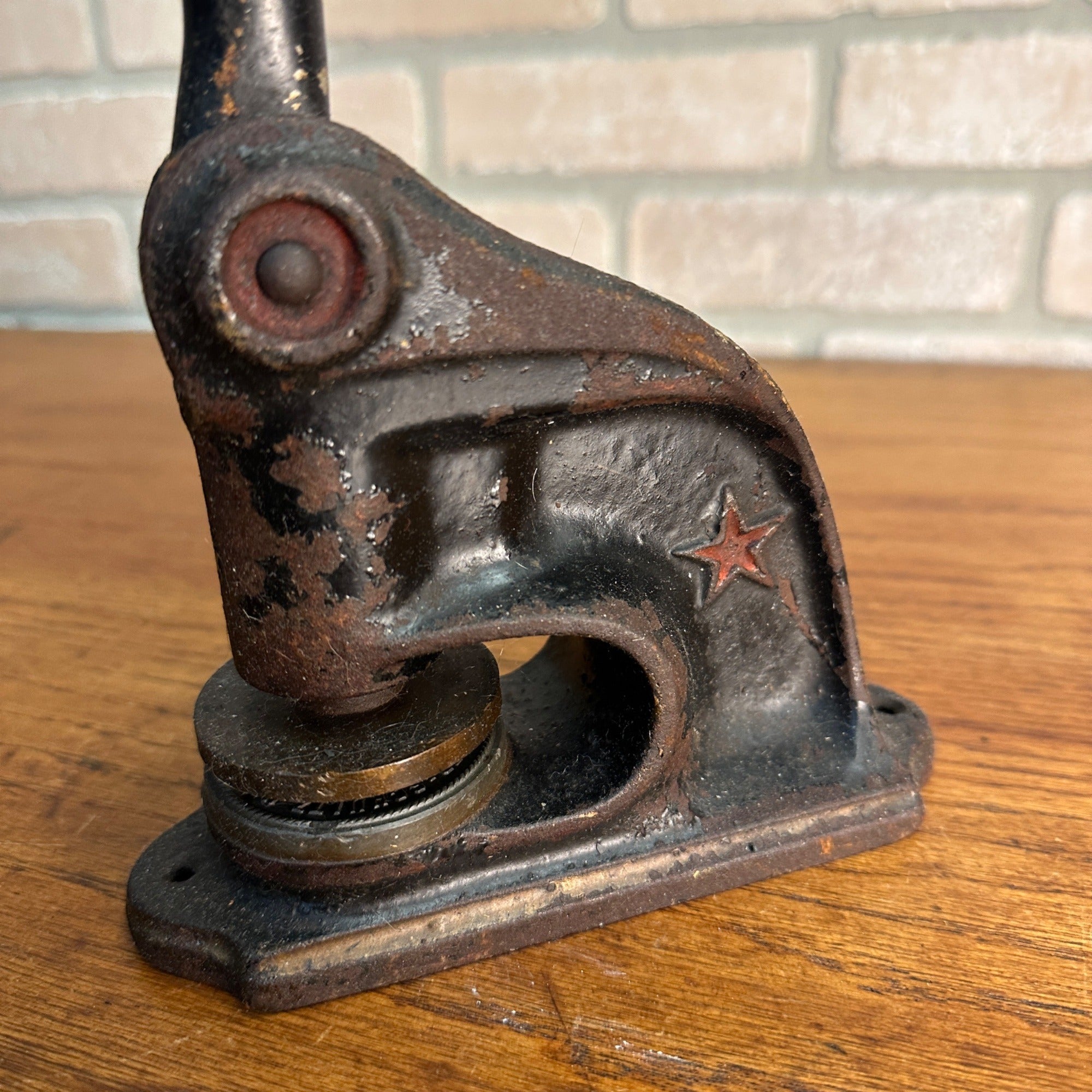 Antique Cast Iron Notary Stamp Seal -Lendved Schultz Hardware Antigo Wis