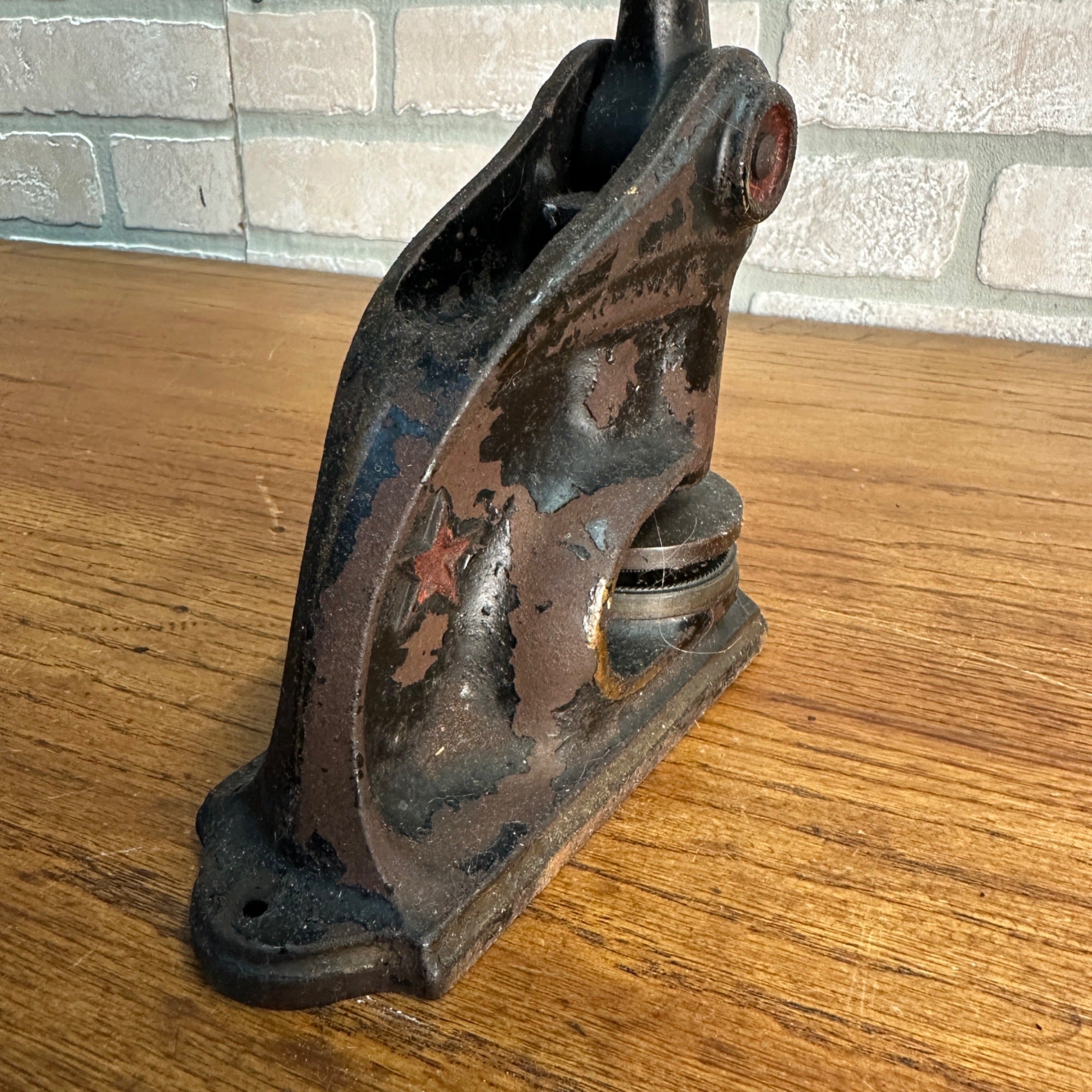 Antique Cast Iron Notary Stamp Seal -Lendved Schultz Hardware Antigo Wis