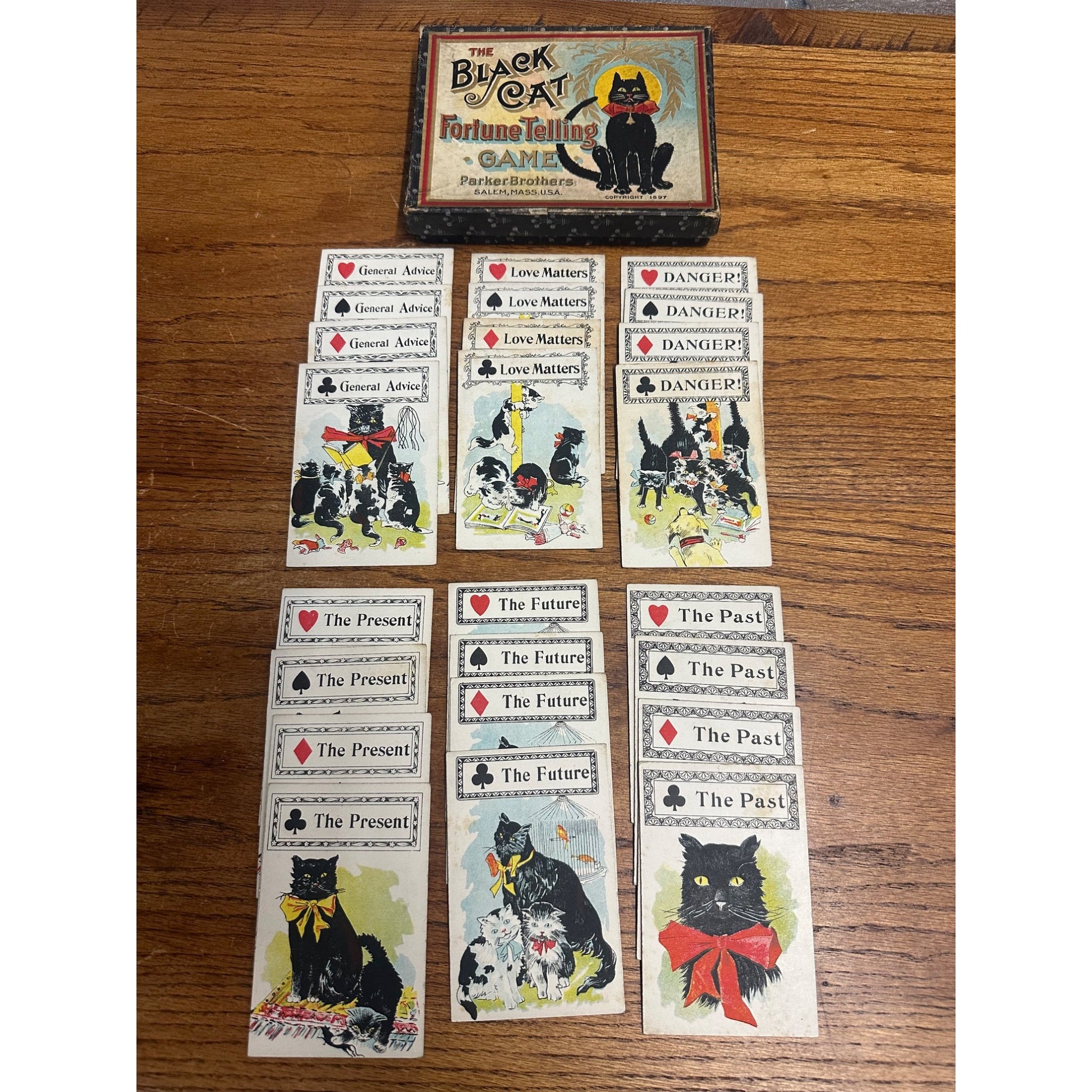 RARE Antique 1897 The Black Cat Fortune Telling Game - Parker Brothers Halloween