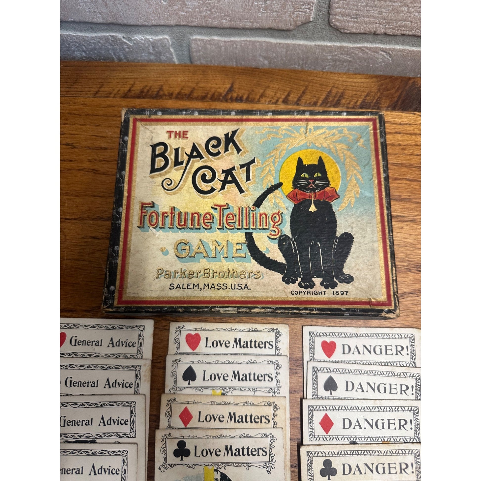 RARE Antique 1897 The Black Cat Fortune Telling Game - Parker Brothers Halloween