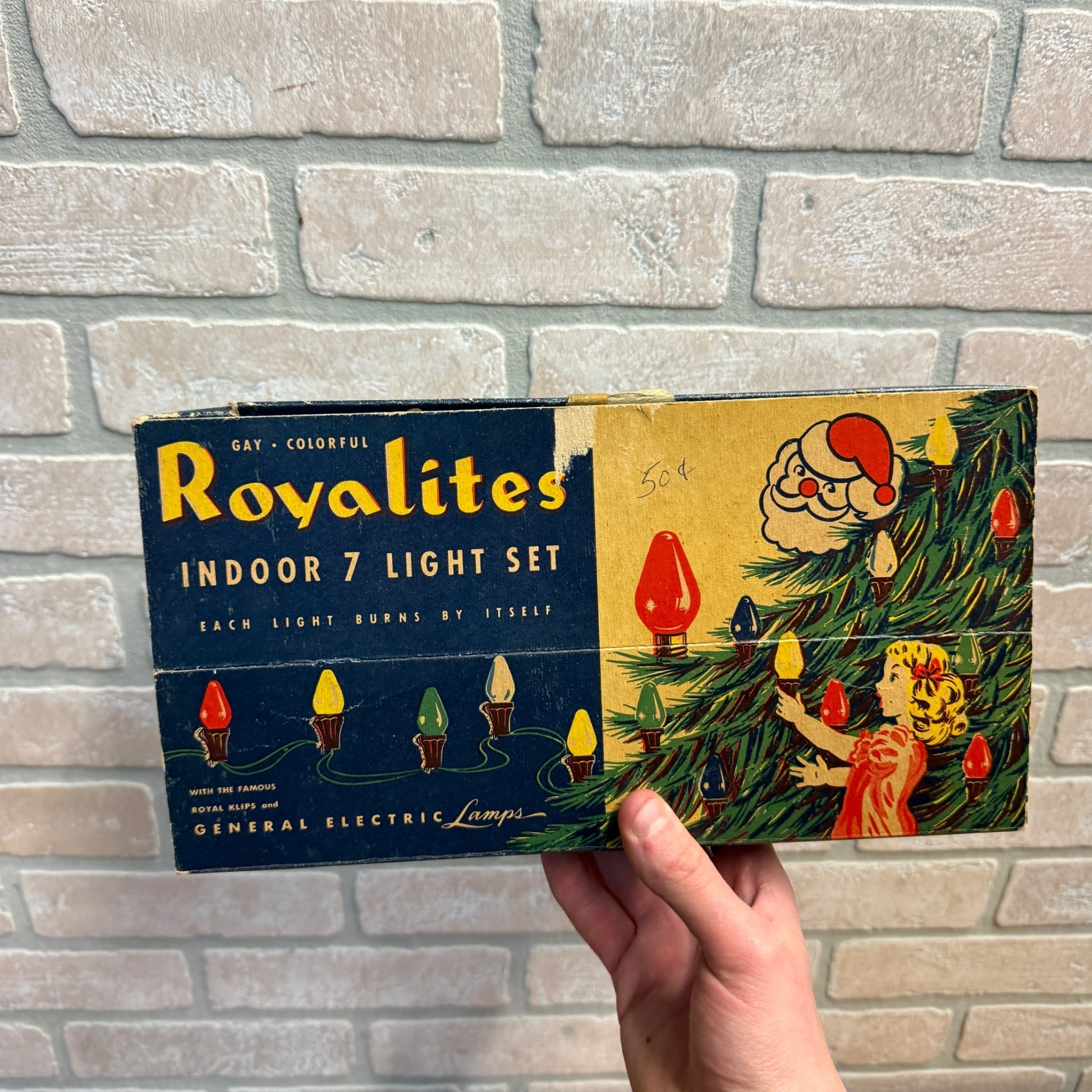 Vintage Christmas String Lights Xmas Box Decor Royalites