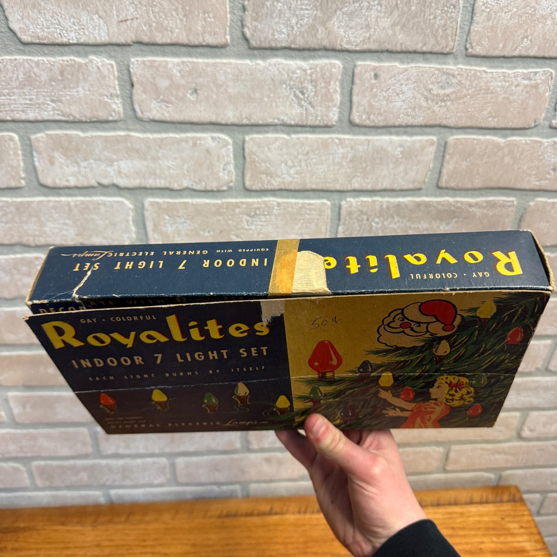 Vintage Christmas String Lights Xmas Box Decor Royalites