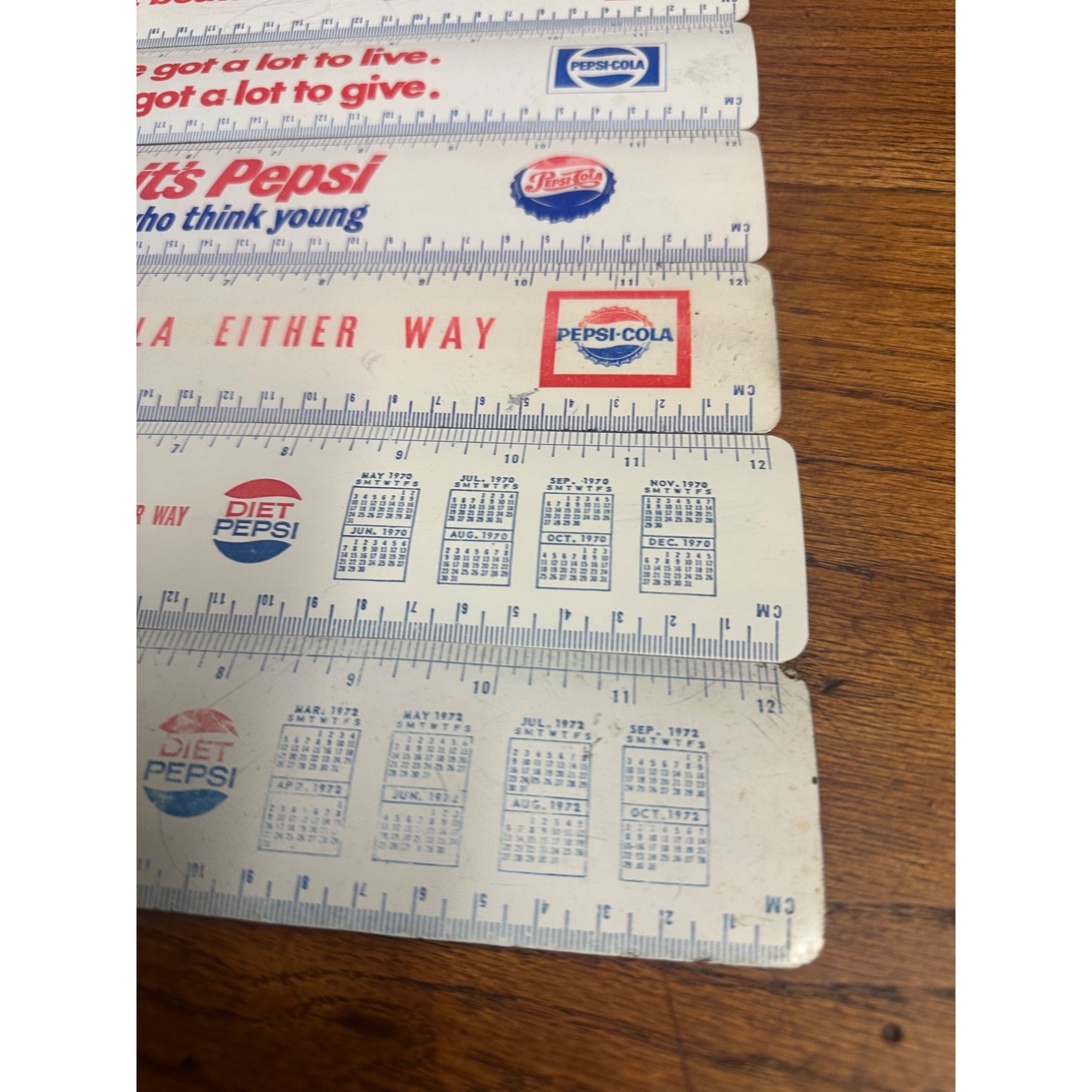 Vintage 1960s-70s Pepsi Cola Metal Advertising Rulers Diet Enjoy Promo Lot (6)