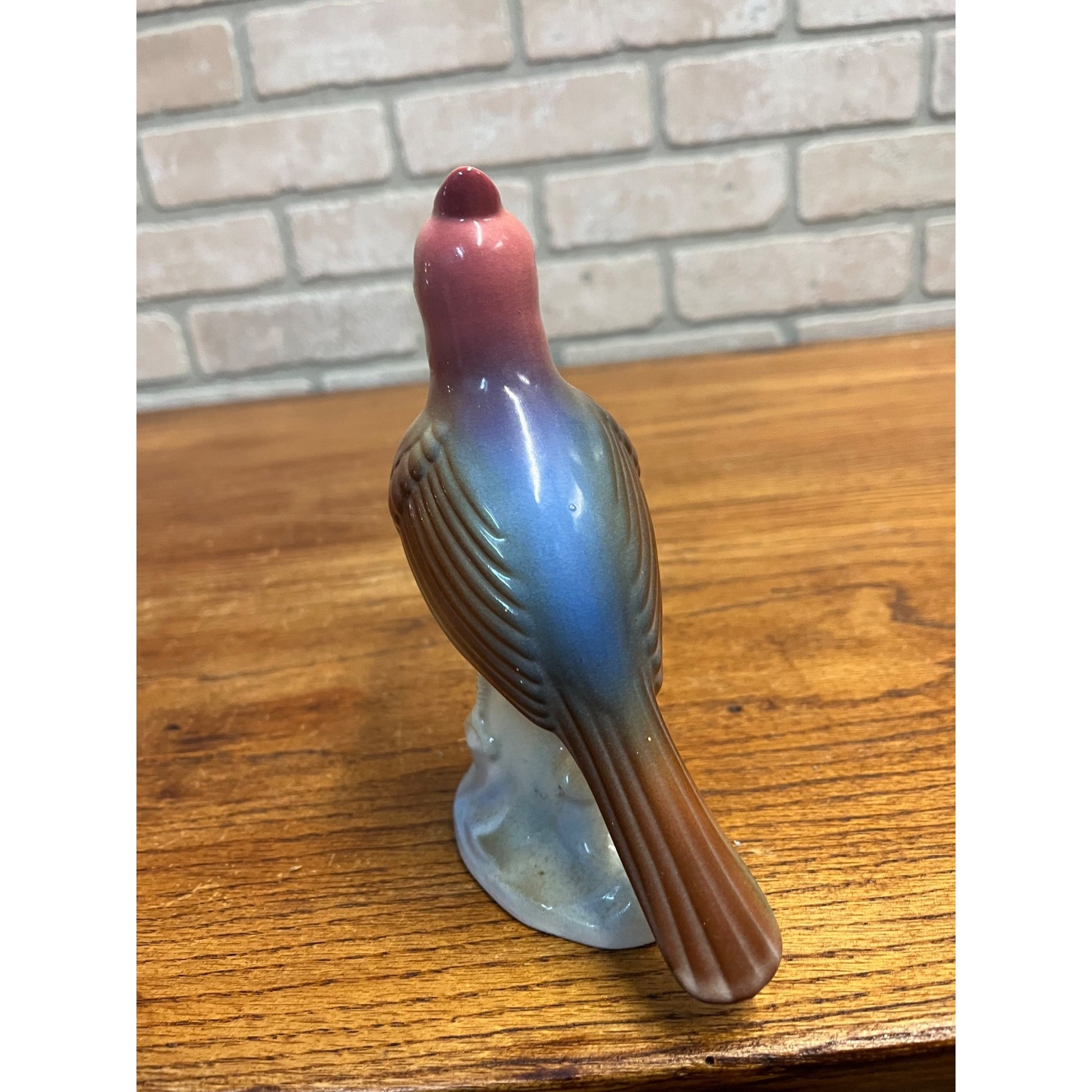 Vintage MCM Royal Copley Yellow Skylark On Tree Stump Figurine